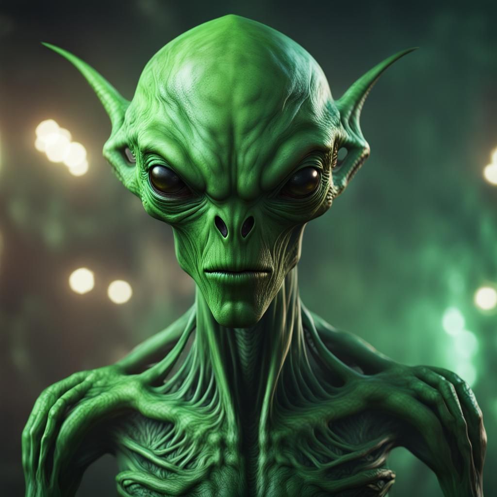 Detailed Green Alien Concept Art