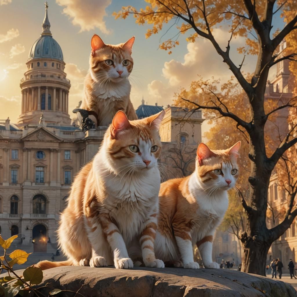 Cats in Toulouse: A Fantasy Watercolor Painting