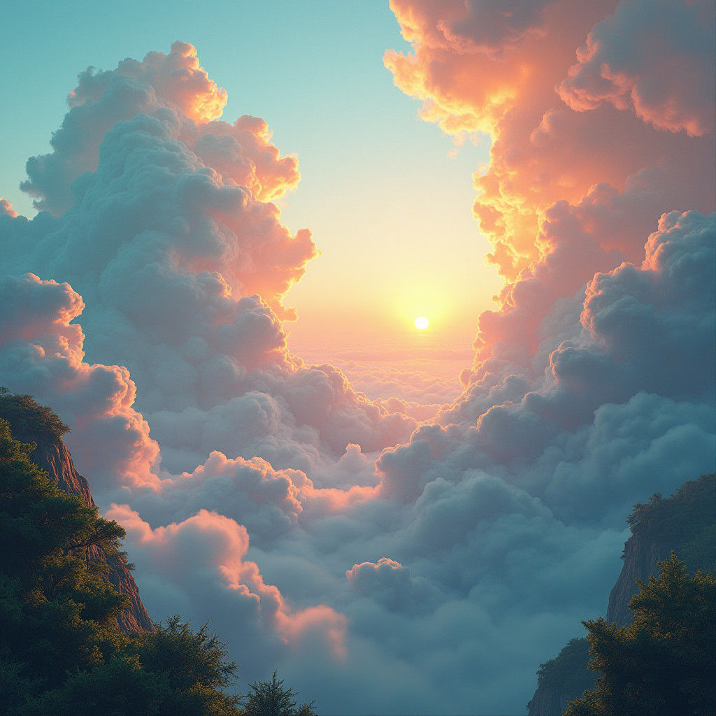 Ethereal Cloud Realm with Crystalline Formations