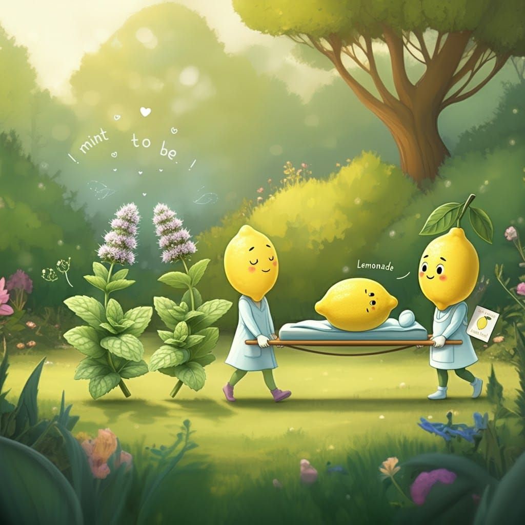 Whimsical Garden: Mint to Be, Lemonade Illustration