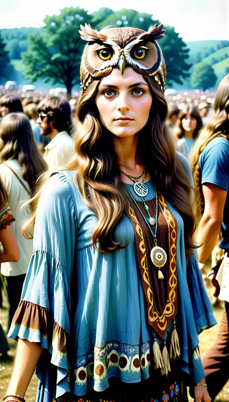 Vintage Hippie Athena at Woodstock, v1
