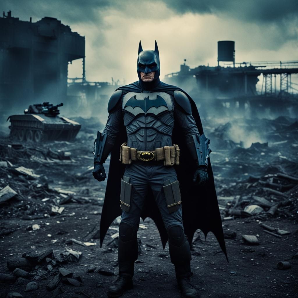Batman Battles Russian Forces in Ukraine: Cinematic Still