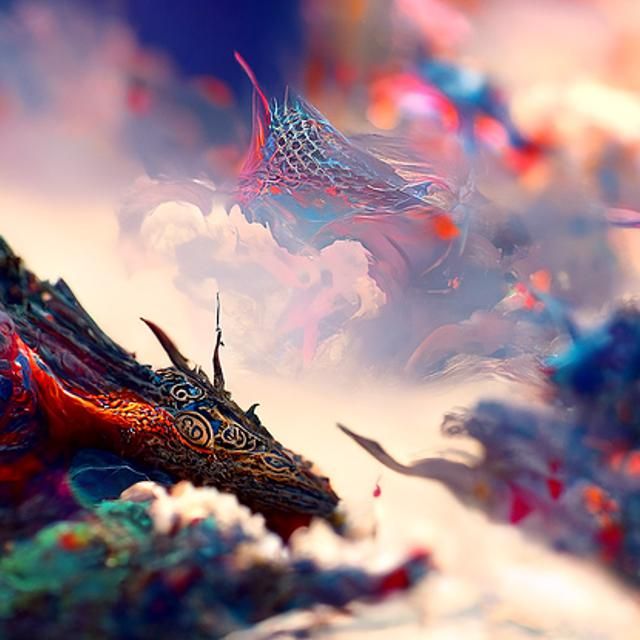 Dragon Flying Over an Ocean in Digital Art Style