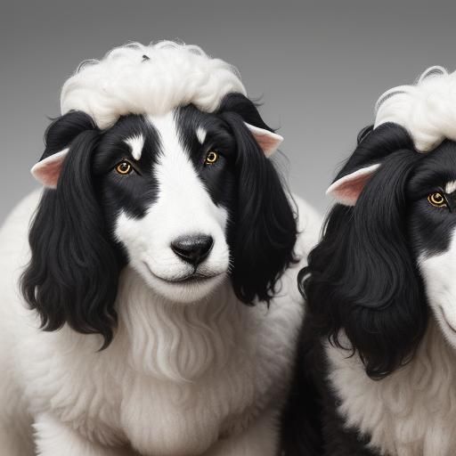 Close-Up of Black and White Sheepdogs Near Haystacks