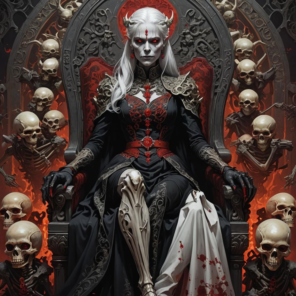 Demon Queen Enthroned in a Volcanic Realm