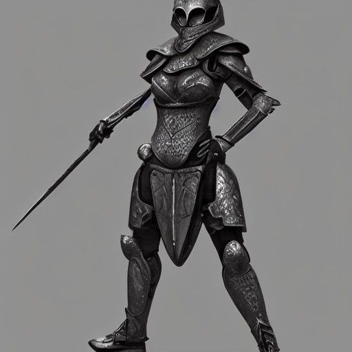 Hermosa guerrera vestindo armadura.