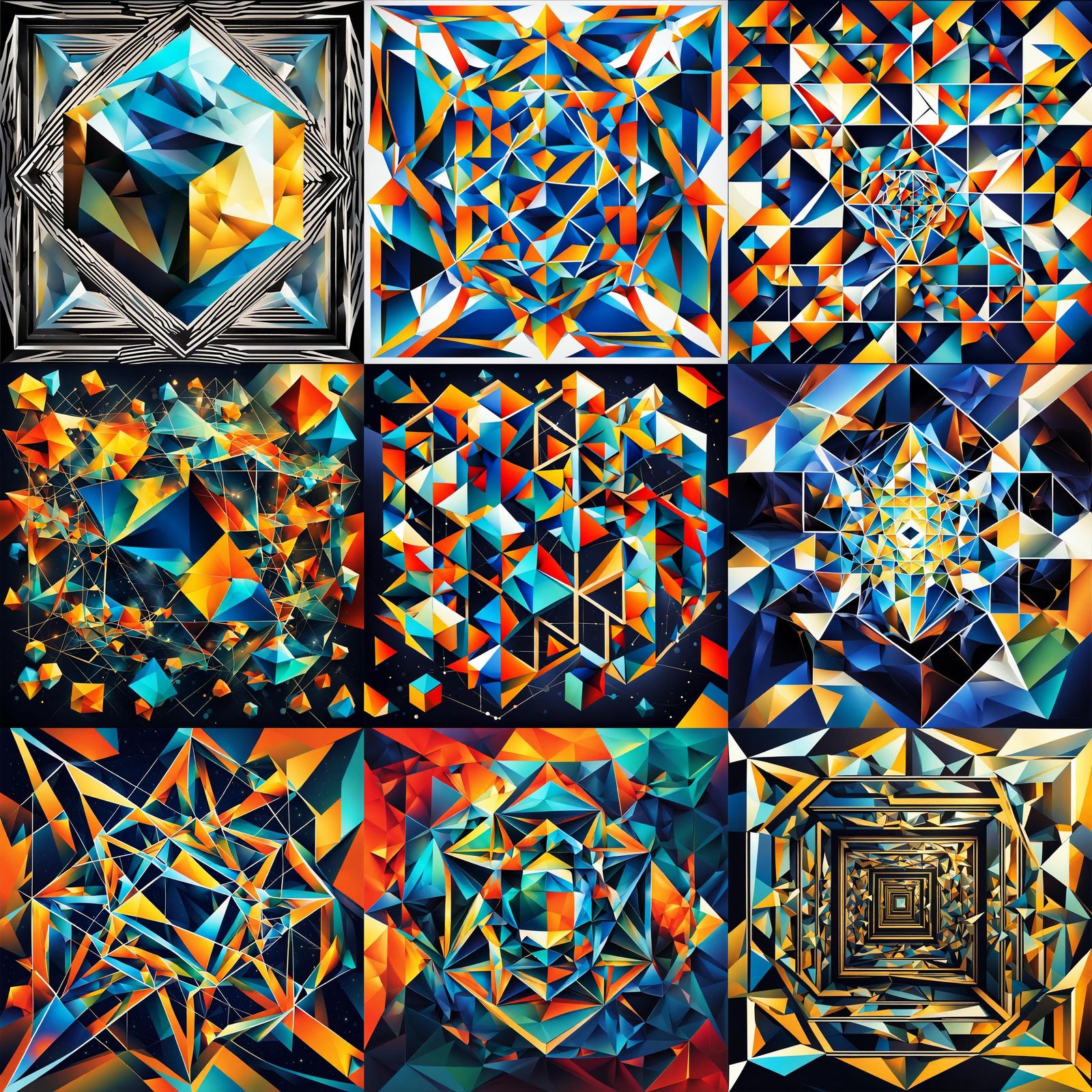 Impossible geometry showing the interconnectedness of geometric shapes in a polygon.