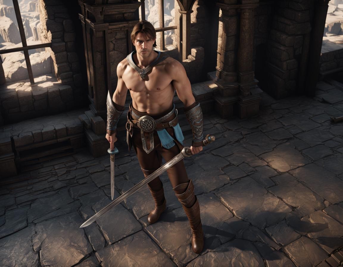 Warrior with Bo Staff in Castle Keep