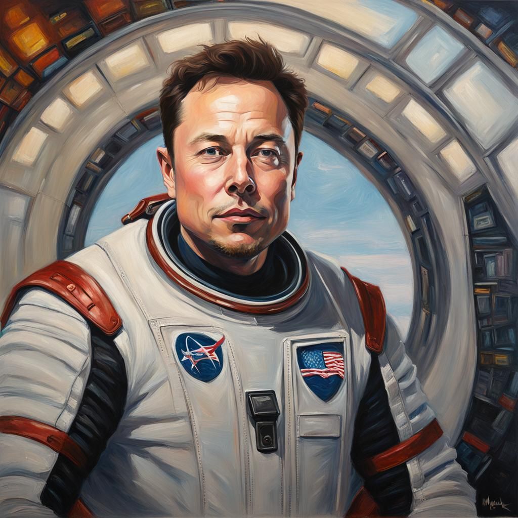 Elon Musk Portrait in Oil Painting Style