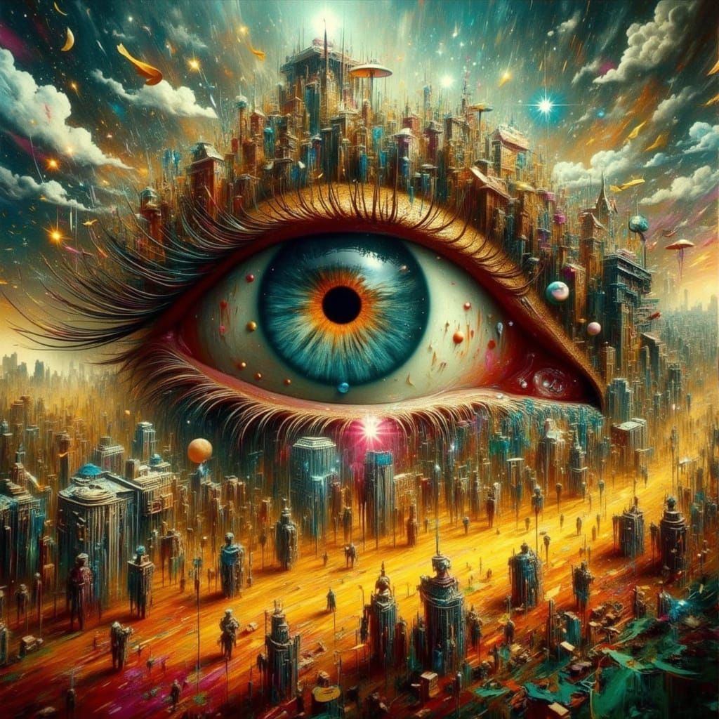 Eye Art in Surrealist Digital Painting Style