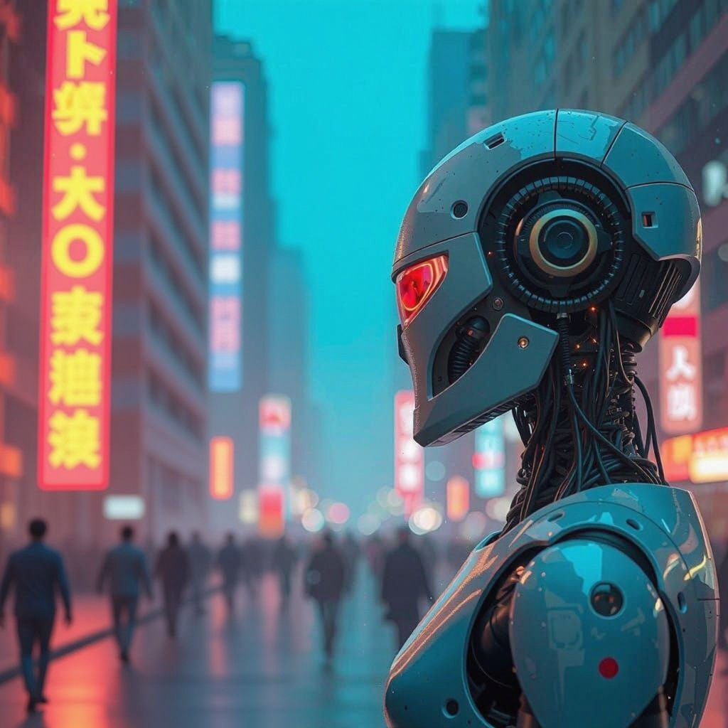 Cyberpunk Cityscape in Neon-Lit Dystopia