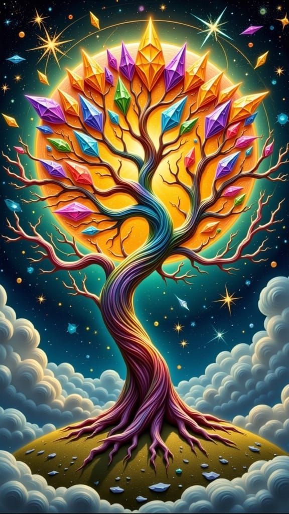 Surreal Magical Gemstone Tree at Earth's Core Radiates Life ...
