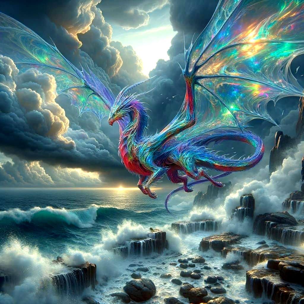 Iridescent Rainbow Dragon: A Colorful Fantasy