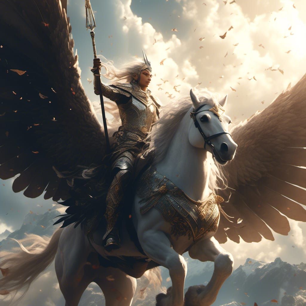 Armored Elf Warrior on Majestic Griffin