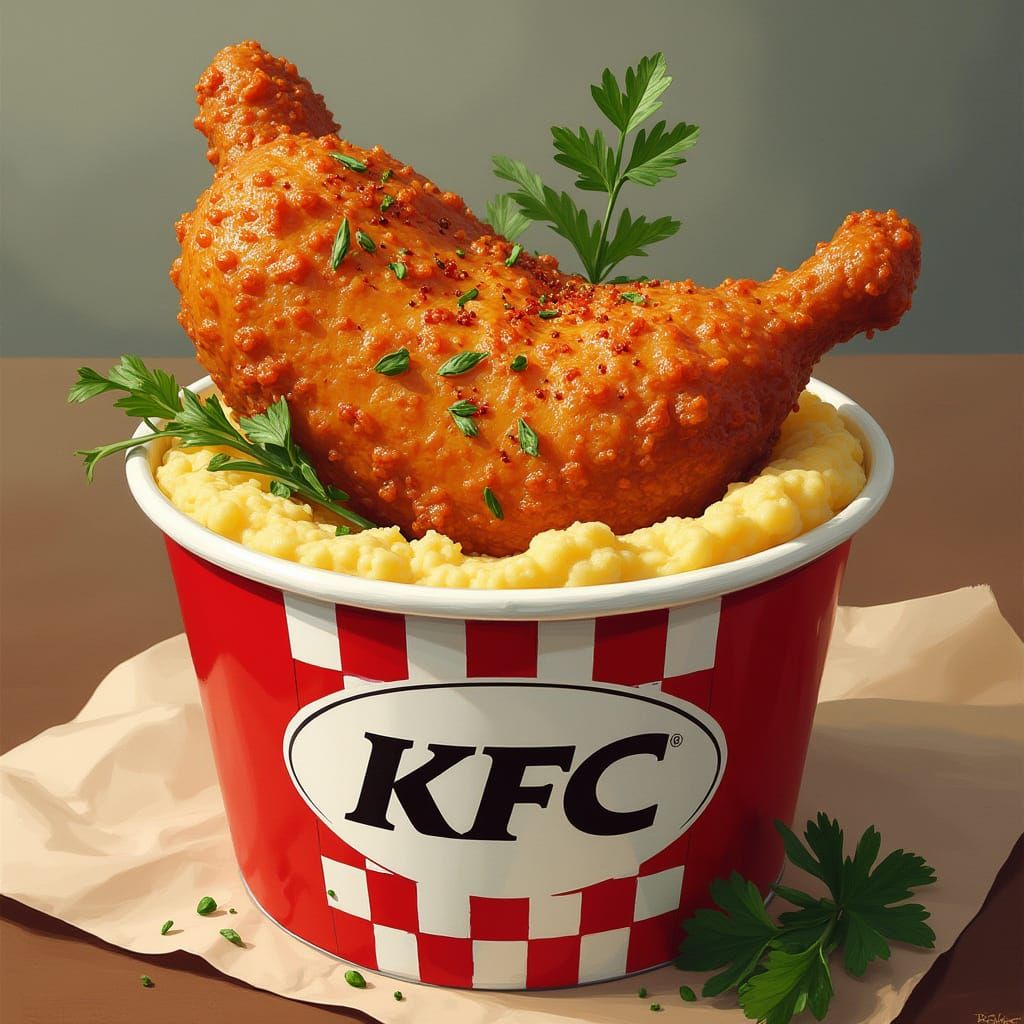 Golden Brown Duck in a Vintage KFC Bucket