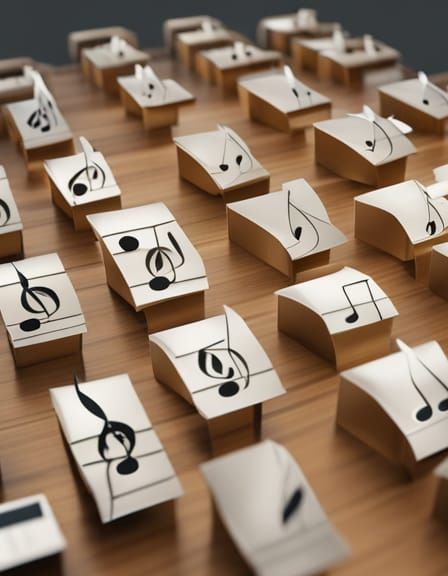 Origami Music Notes Choir in Soft Focus