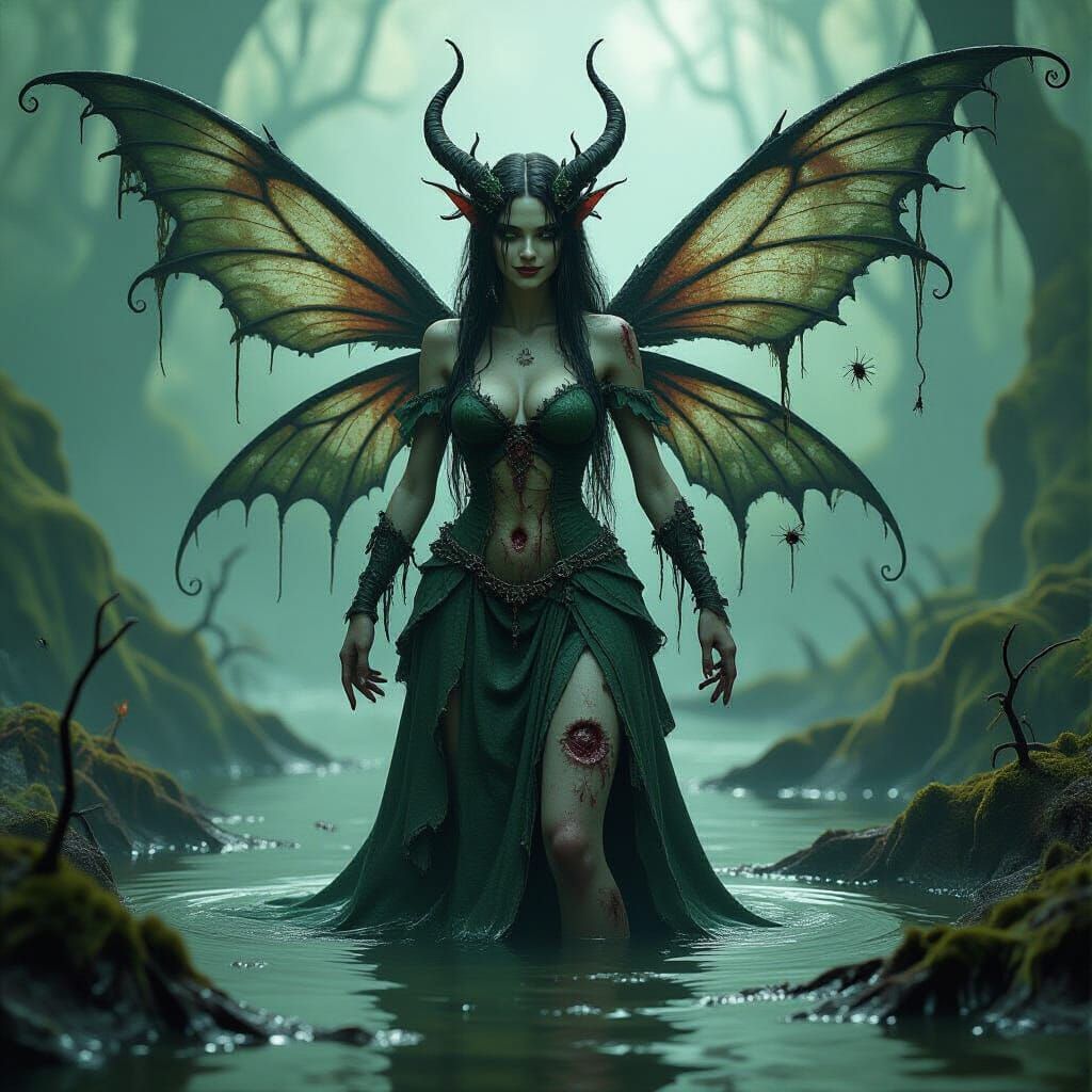 Dark Fairy of Decay in a Rotting Swamp