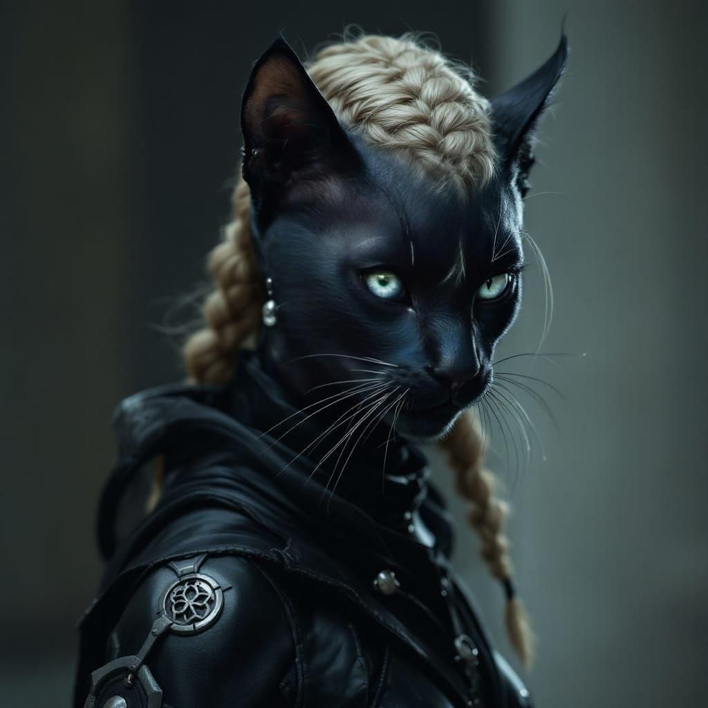 Tabaxi Assassin with Piercings and Black Panther Fur