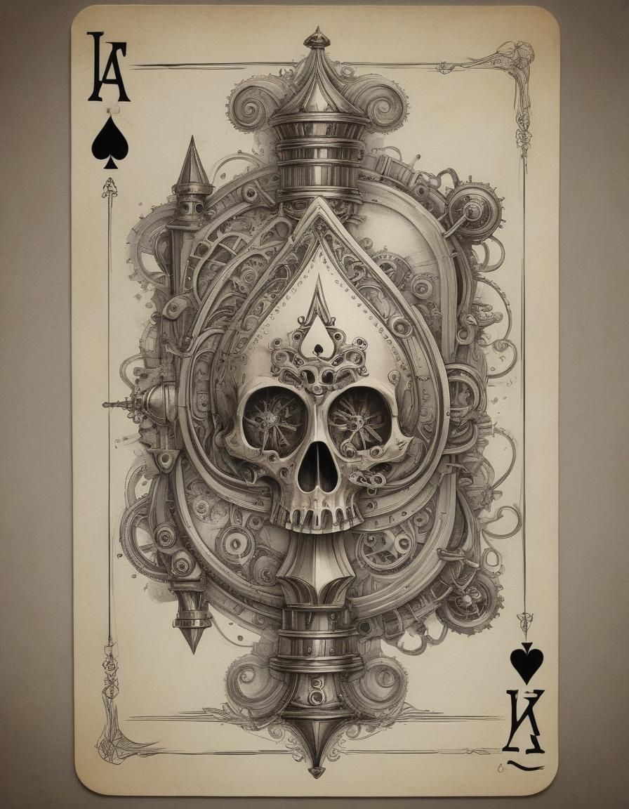 Steampunk Ace of Spades Ink Sketch