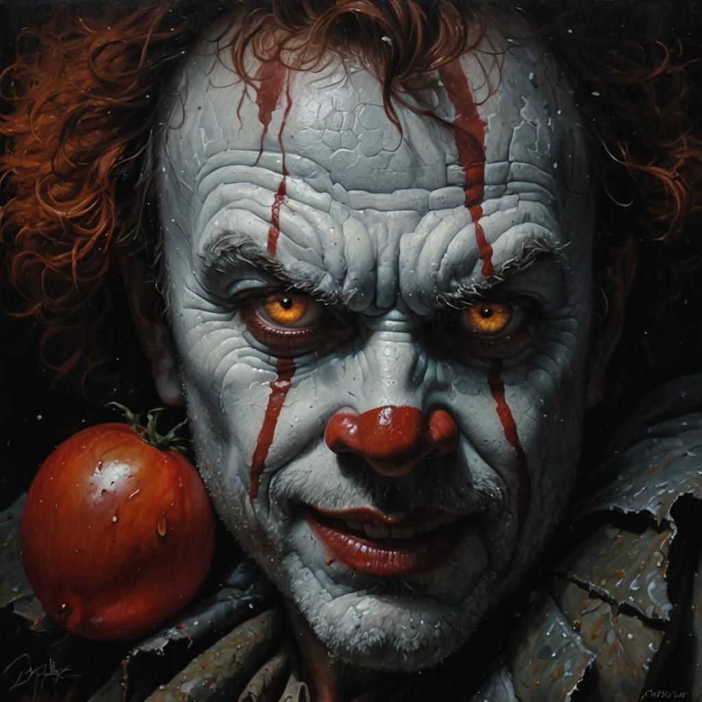 Ckown::: hyperrealism magnificent oil painting by James Gurn...
