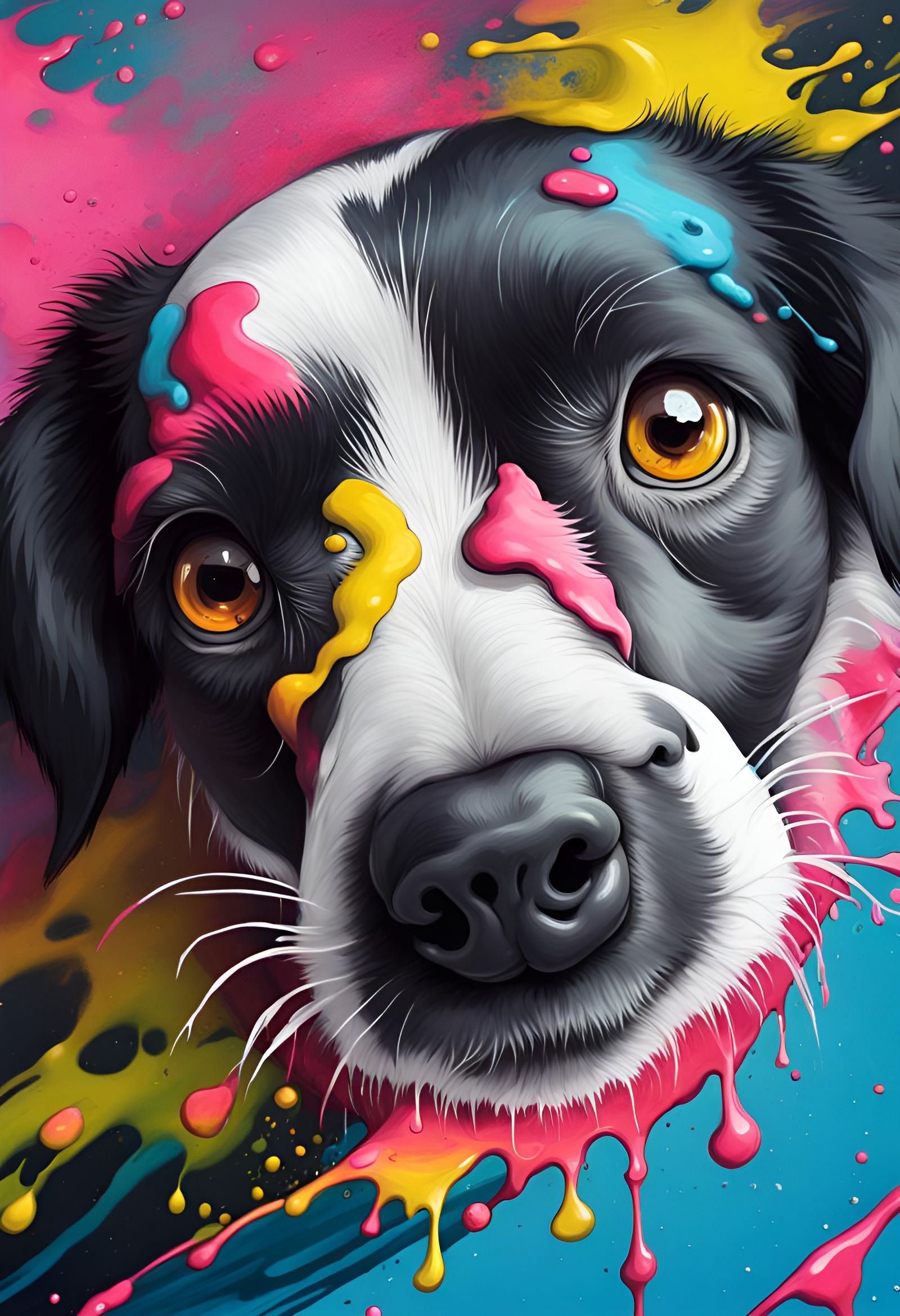 Cute Dog Lúa in Vibrant Graffiti Street Art