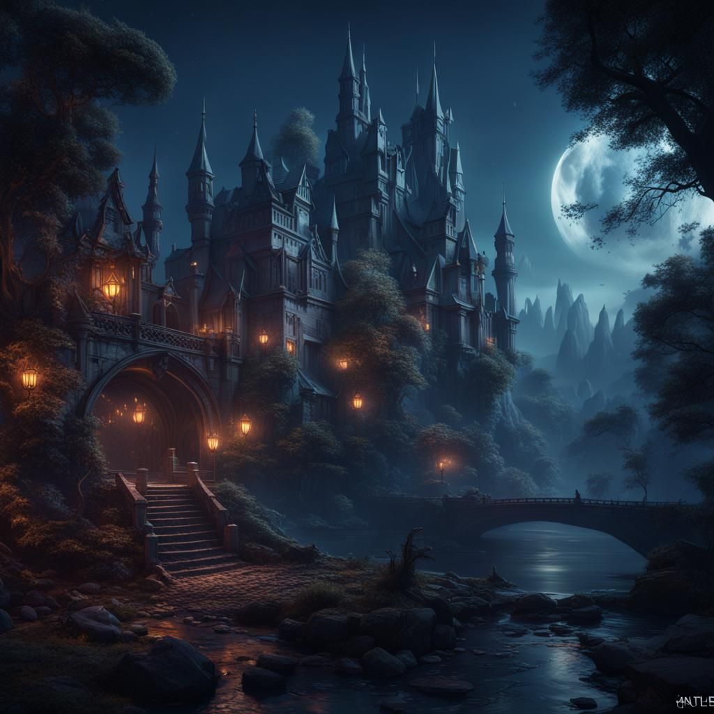 Fantastical Night Scene in Deep Color