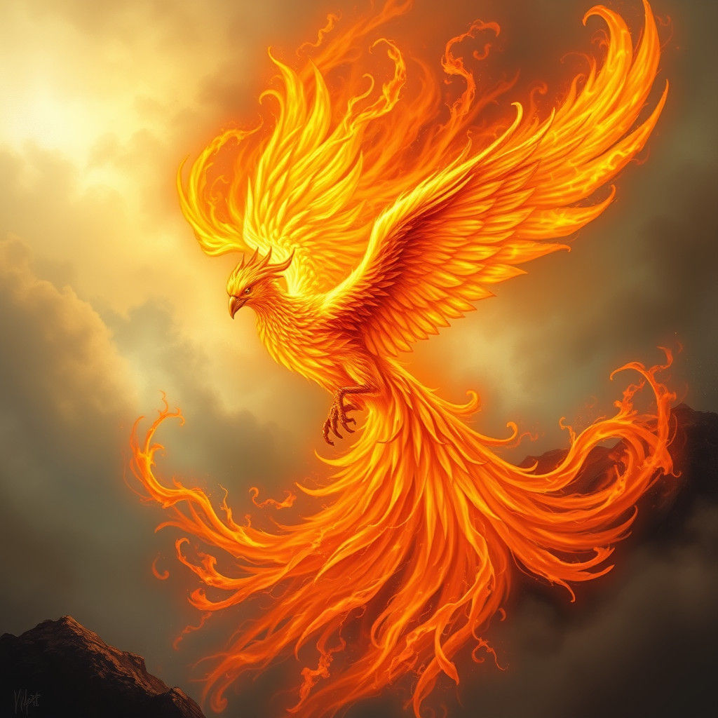 Fiery Phoenix Rising: Dreamy Fantasy Art