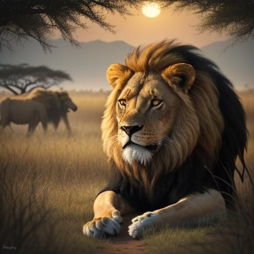 Lion in African Savannah: Wildlife Photography