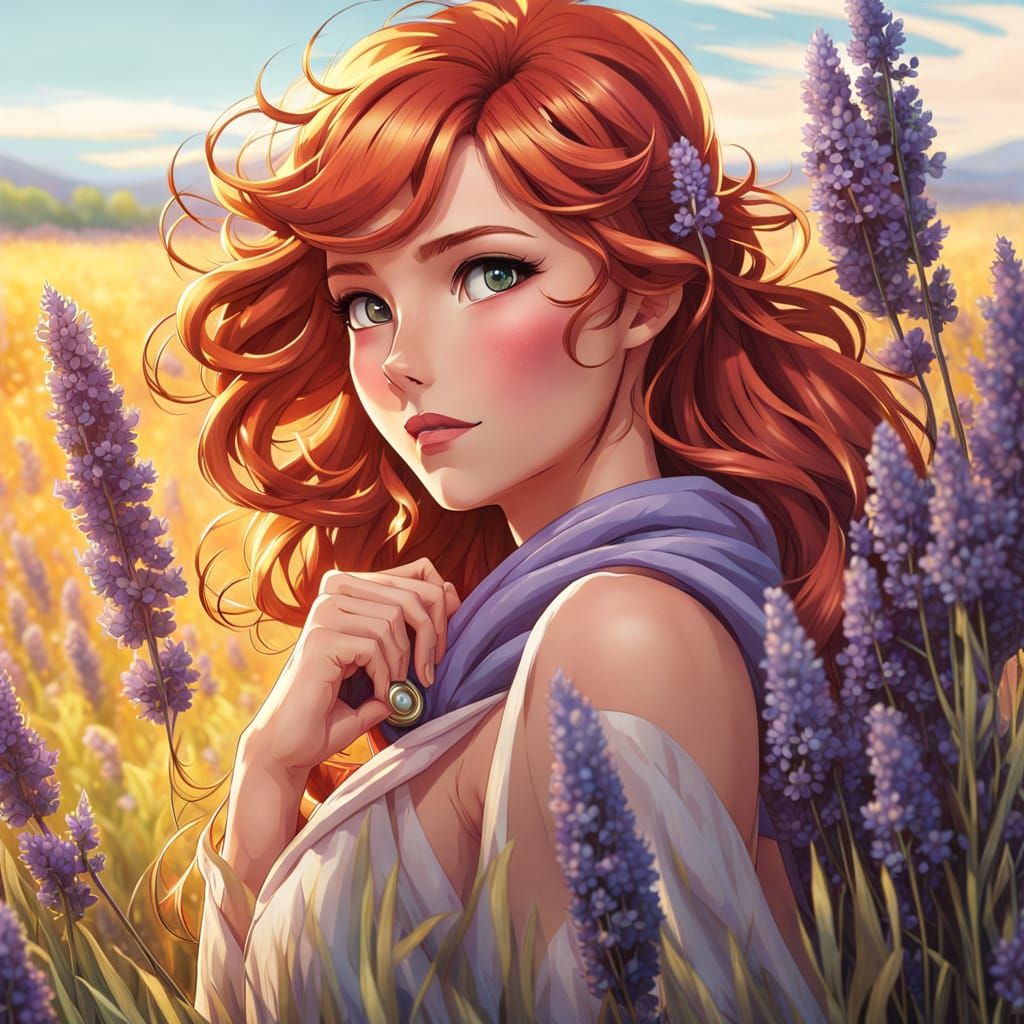 Manga-Inspired Portrait of Daphne Blake in a Lavender Field