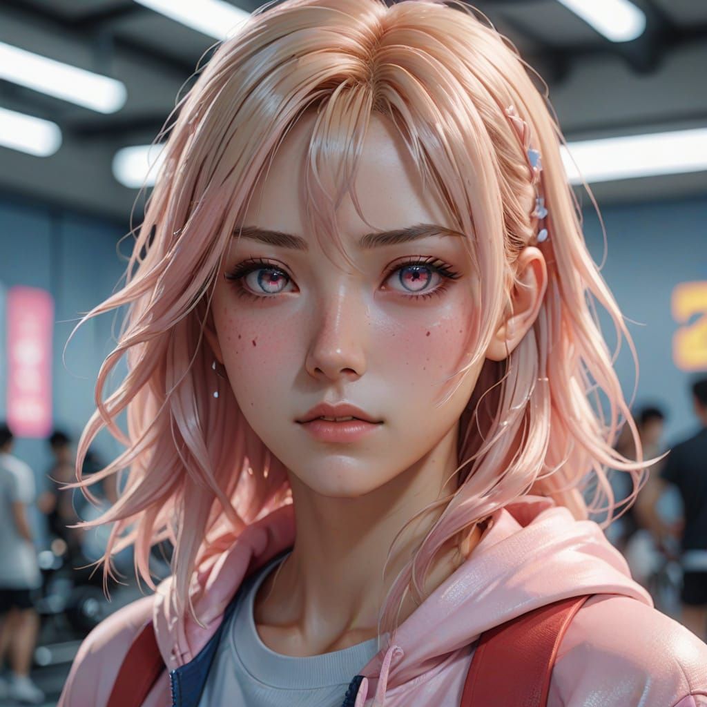 Hyper-Realistic Anime Goddess in Sports Wear
