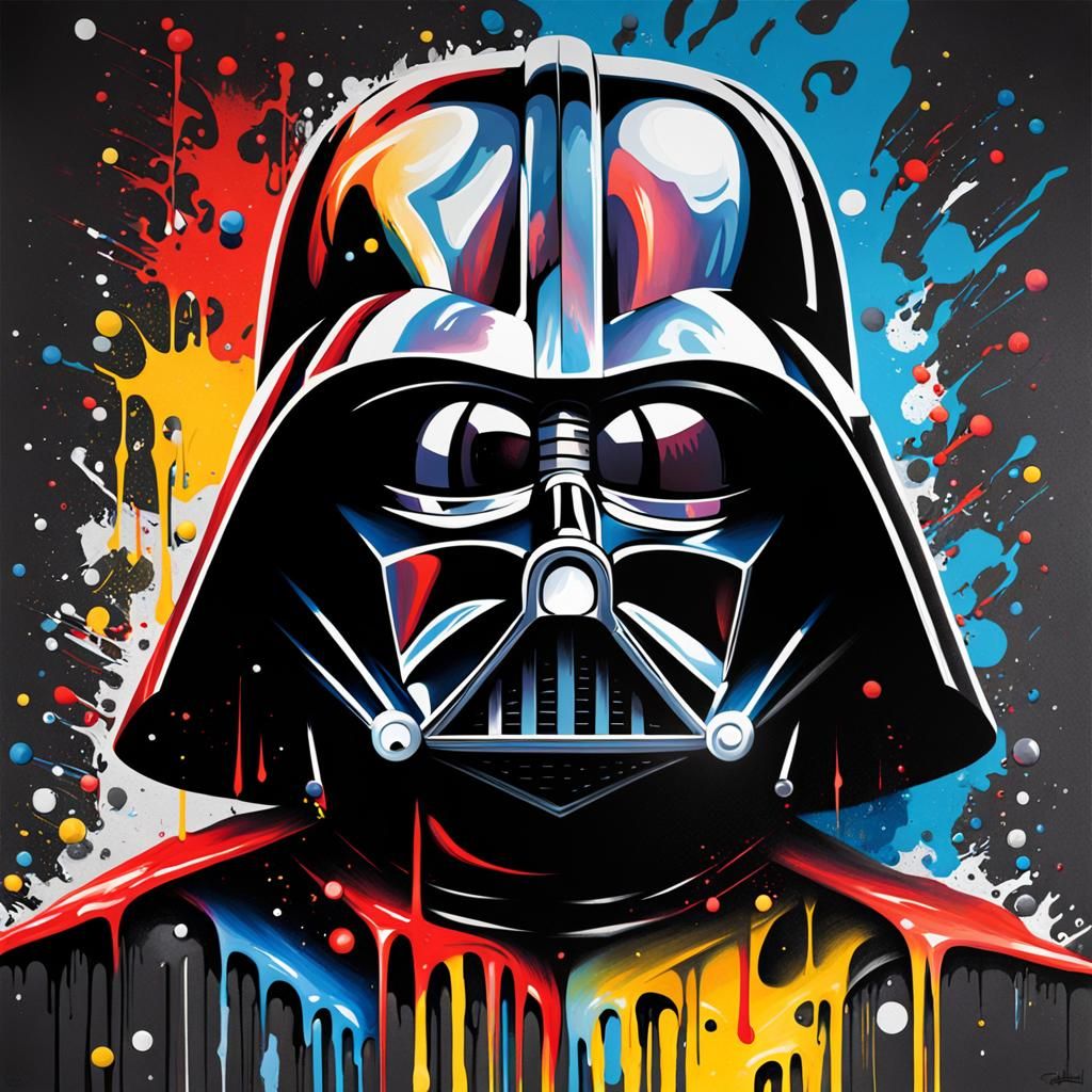 Darth Vader Graffiti Art in Polychromatic Splash Style