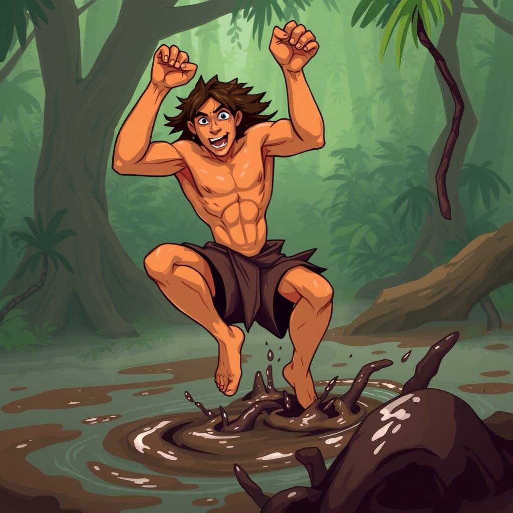 Tarzan Struggles in Tar Pit