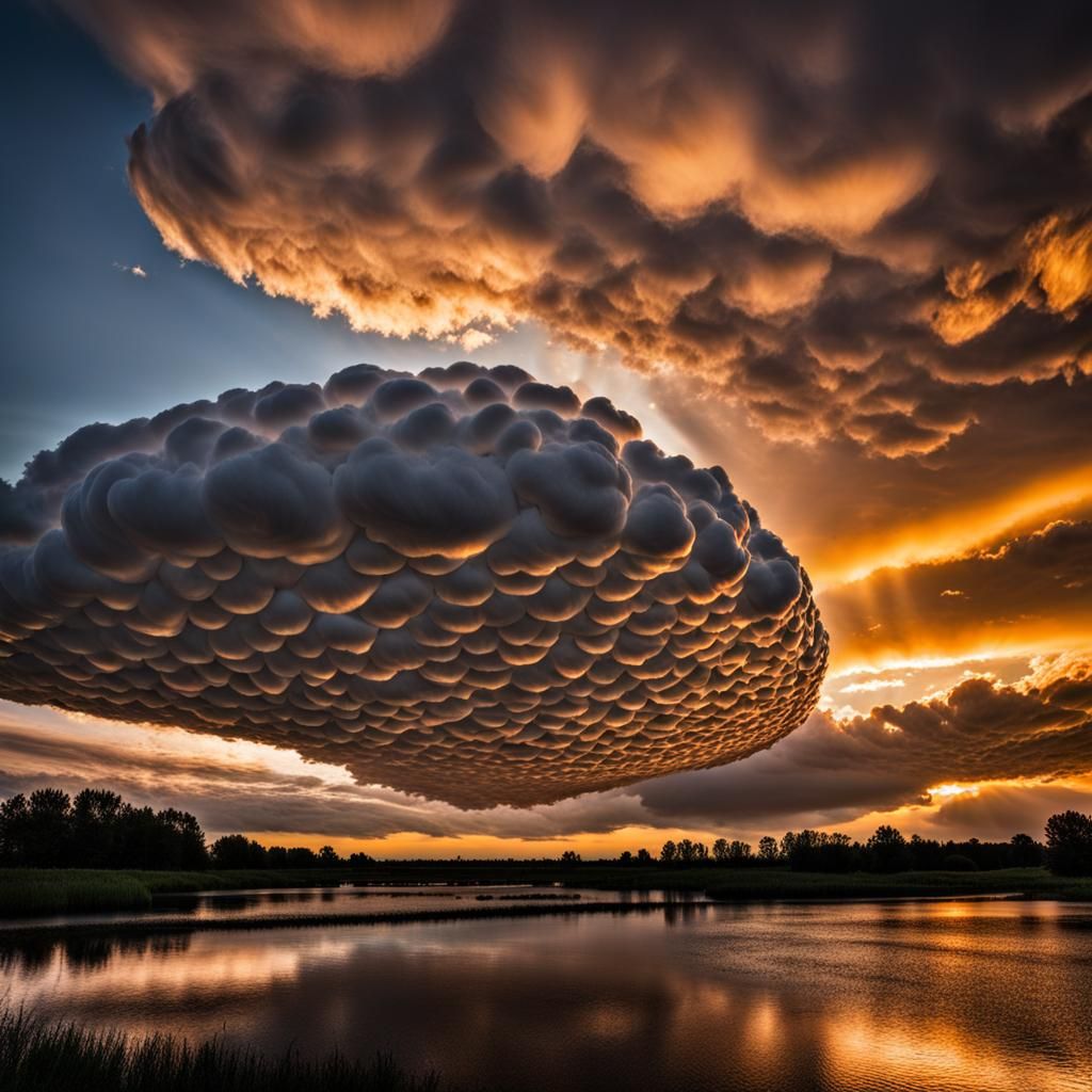 Dramatic Mammatus Clouds at Sunset