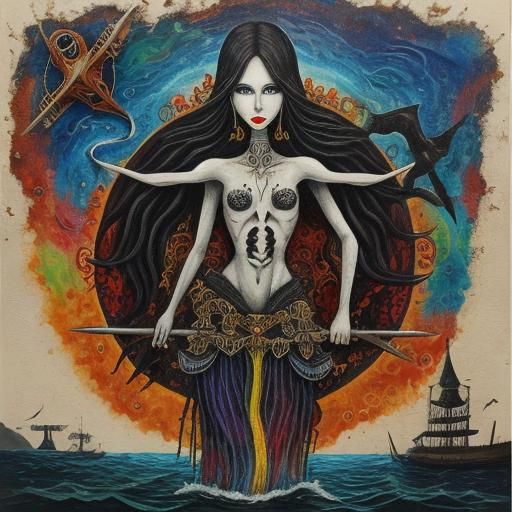 Charon Ferries a Soul to the Underworld in Folk Art