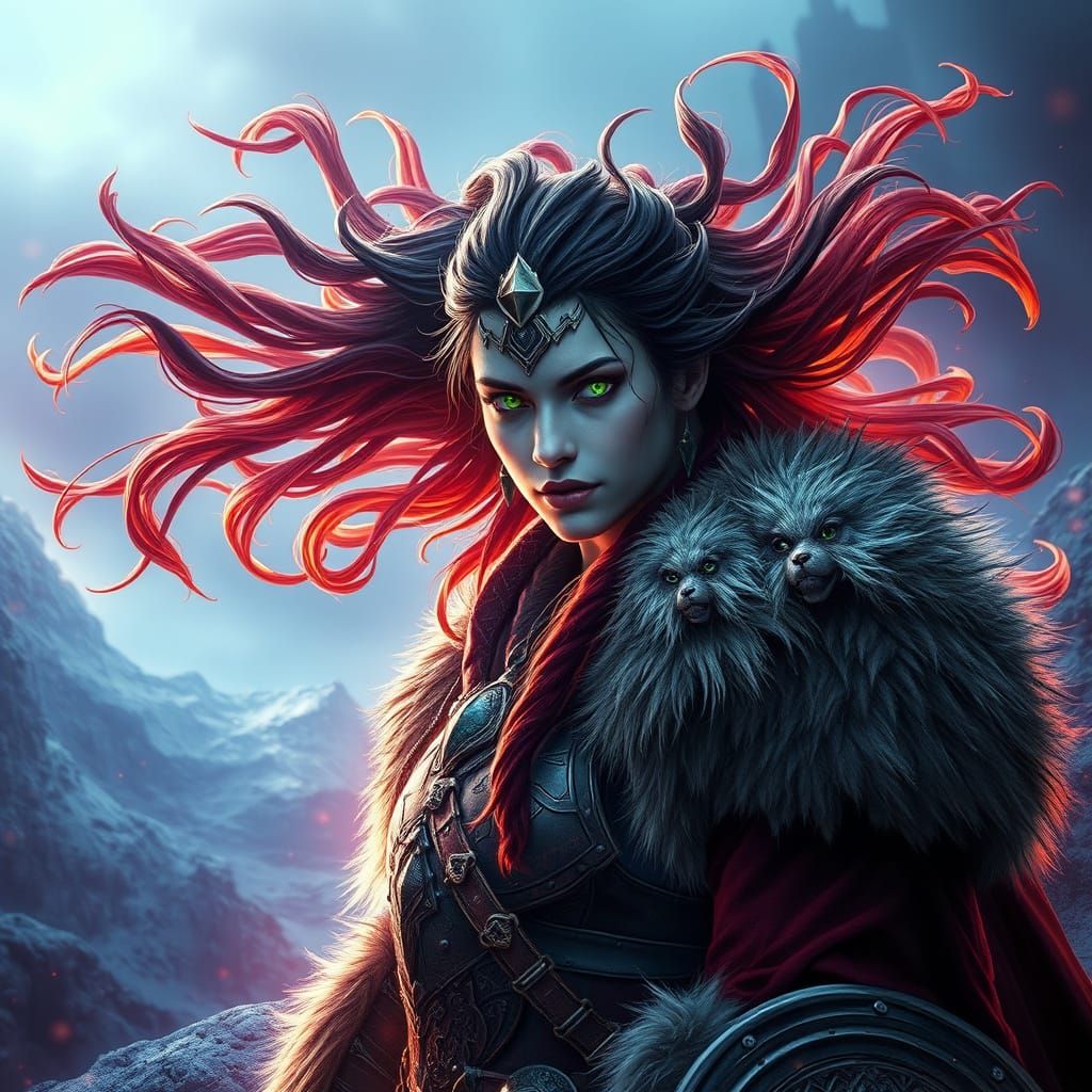 Viking Warrior Queen in Ethereal Norse Realm