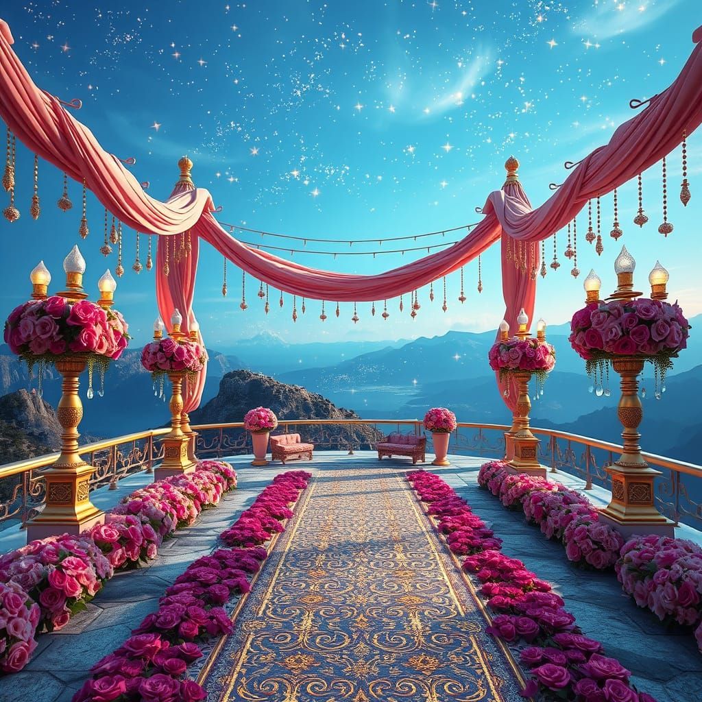 Ethereal Mountain Wedding Oasis in Royal Style