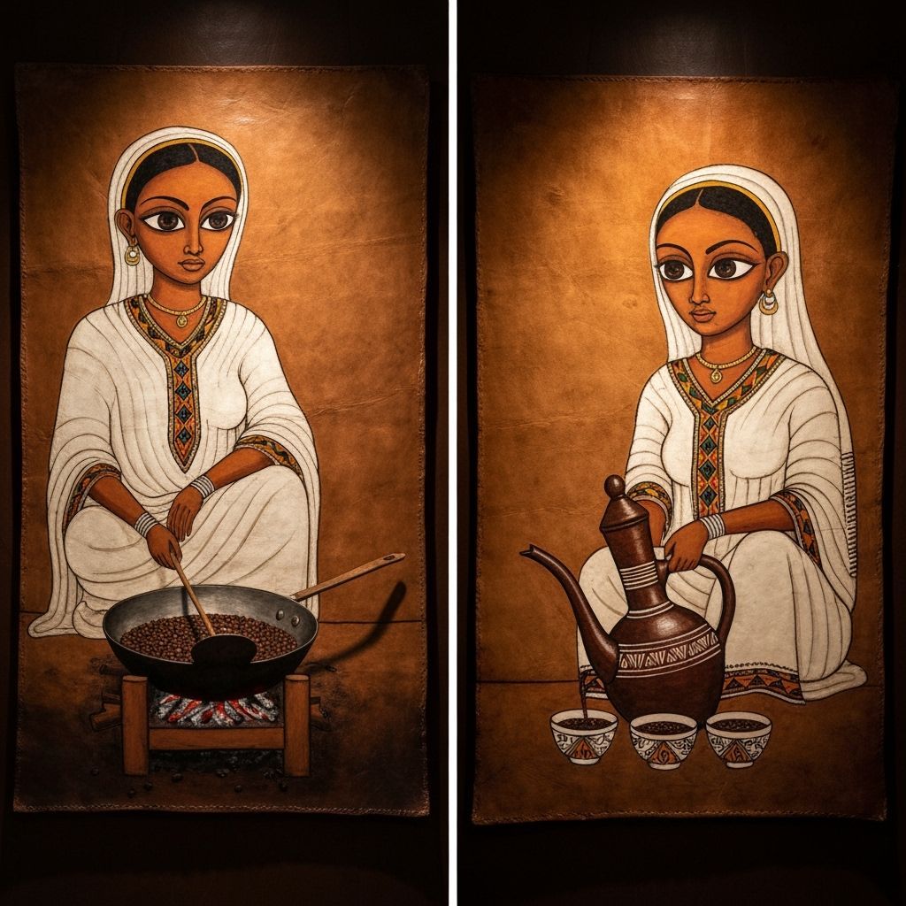 Ethiopian Folk Art Depicts Coffee Rituals
