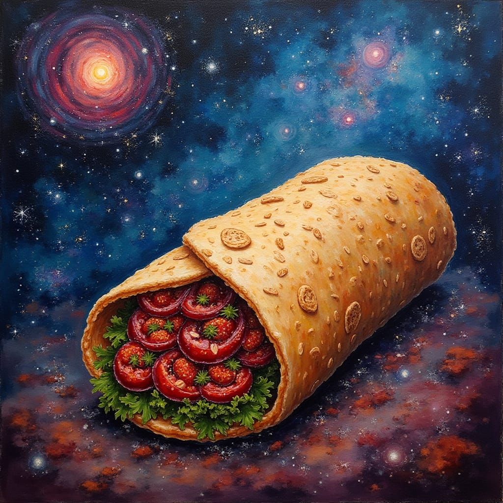 Galactic Burrito in Neo-Expressionist Oil Painting