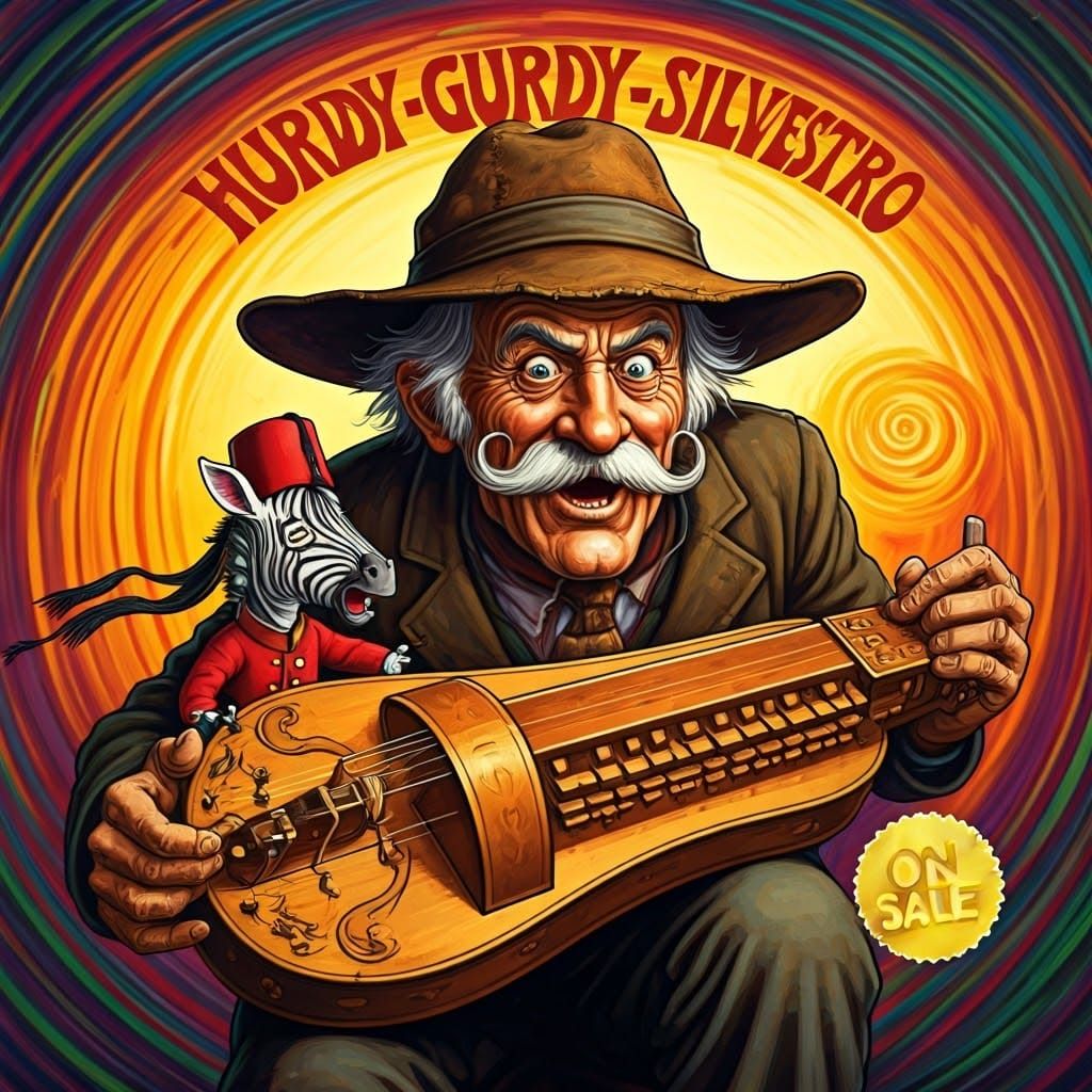 Psychedelic Hurdy-Gurdy Silvestro Album Cover in Vibrant 196...
