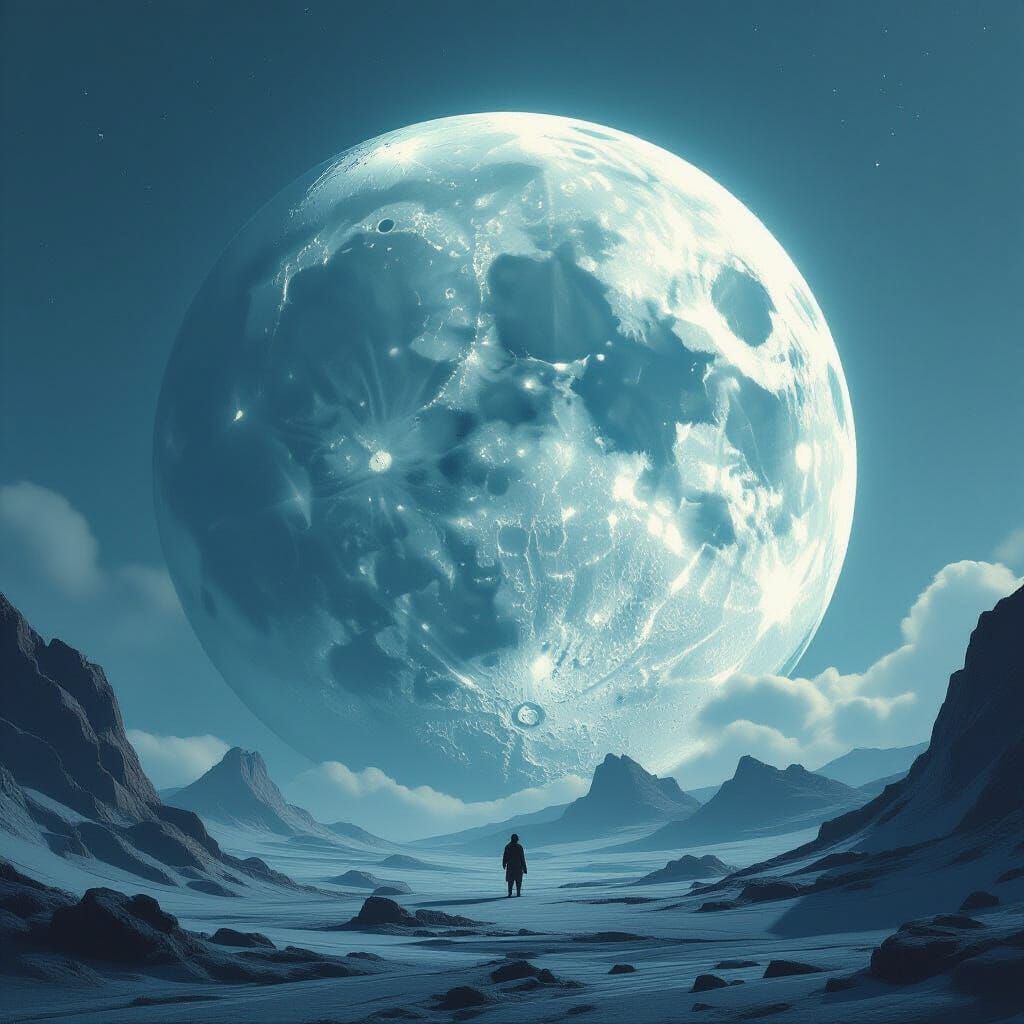 Massive Cratered Moon in Ethereal Light