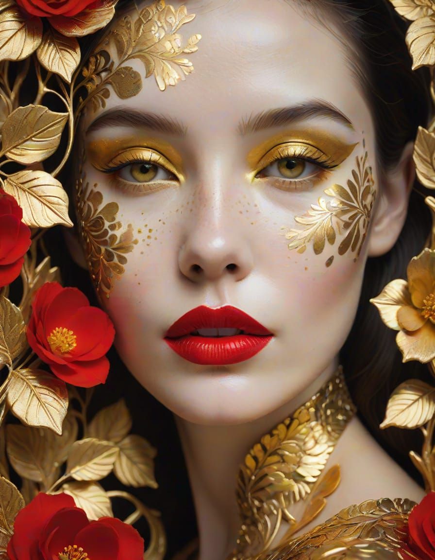 Golden Goddess in Vibrant Florals