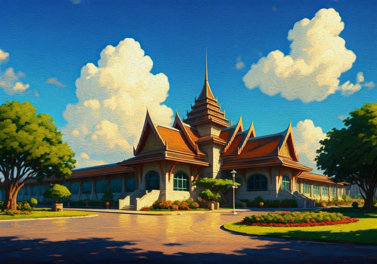 Lush Tropical Airport Scene in James Gurney Style