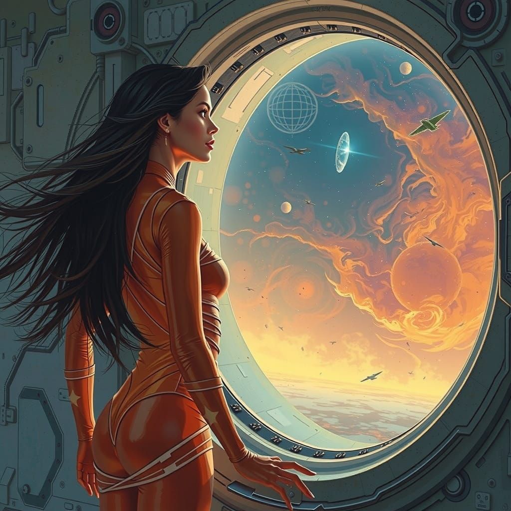 Ethereal Space Goddess in Cosmic Nebula