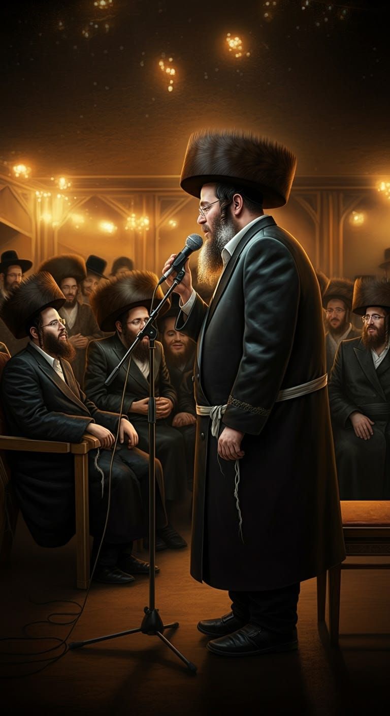 Hasidic Man Performing at Wedding in Comic Style