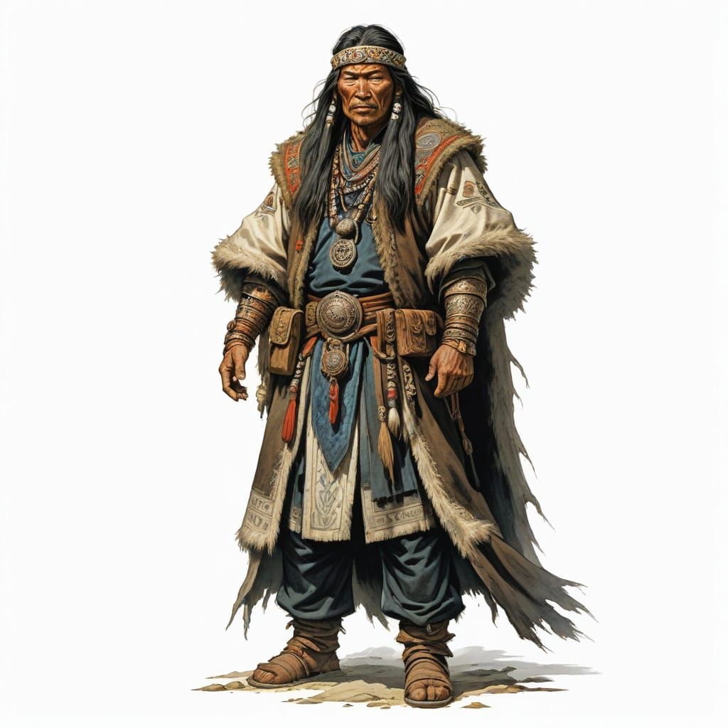 Tribal Shaman in 15th Century Mongolian Attire