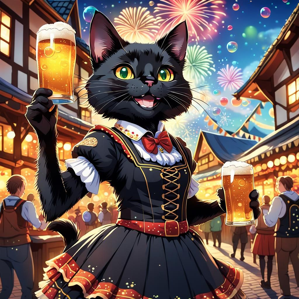 Black Cat Celebrates Oktoberfest in Anime Style