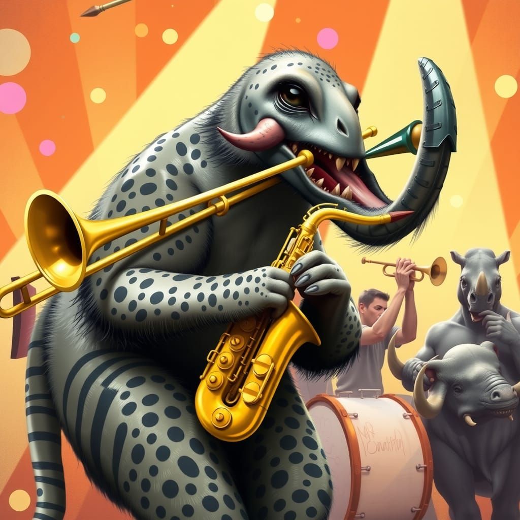 Prehistoric Animals Jazz Band at a Swing Party