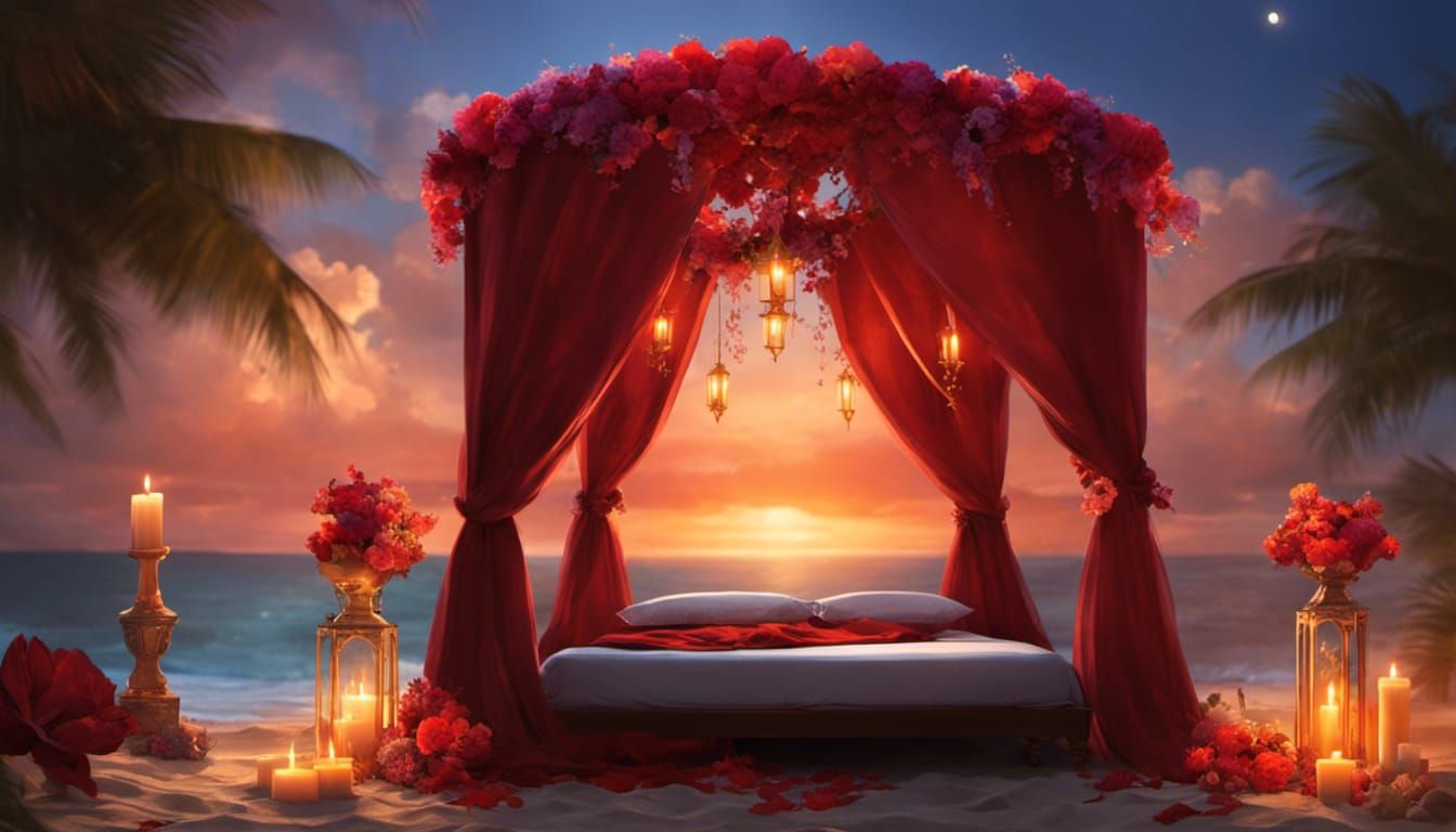 romantic sunset on the beach