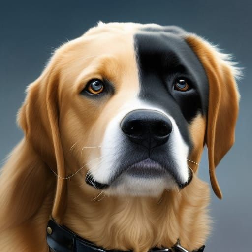 Woman and Labrador Portrait in Art Nouveau Style