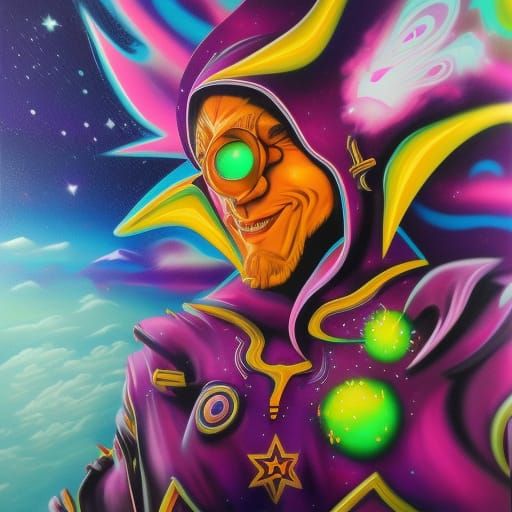 Colorful Cosmic Elf Graffiti Art